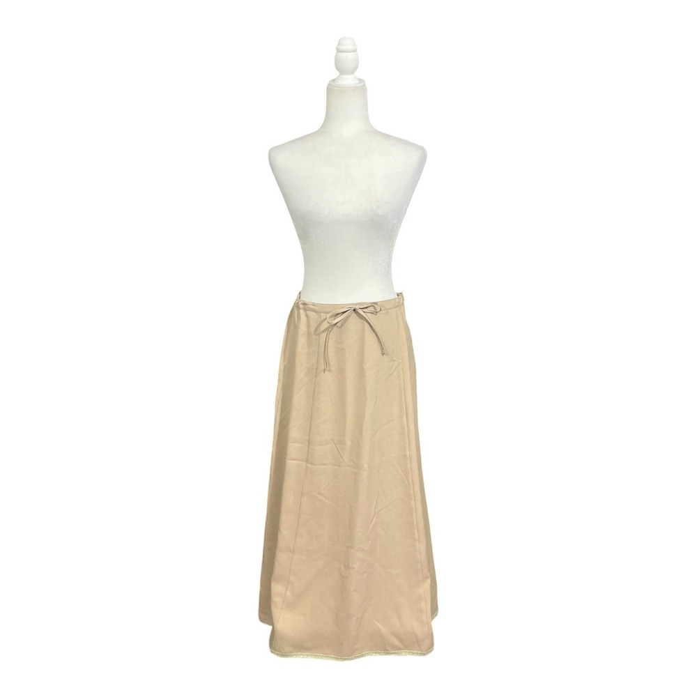 Danny Noble 100% Silk Maxi Skirt Womens Medium Beige Lace Trim Cottage